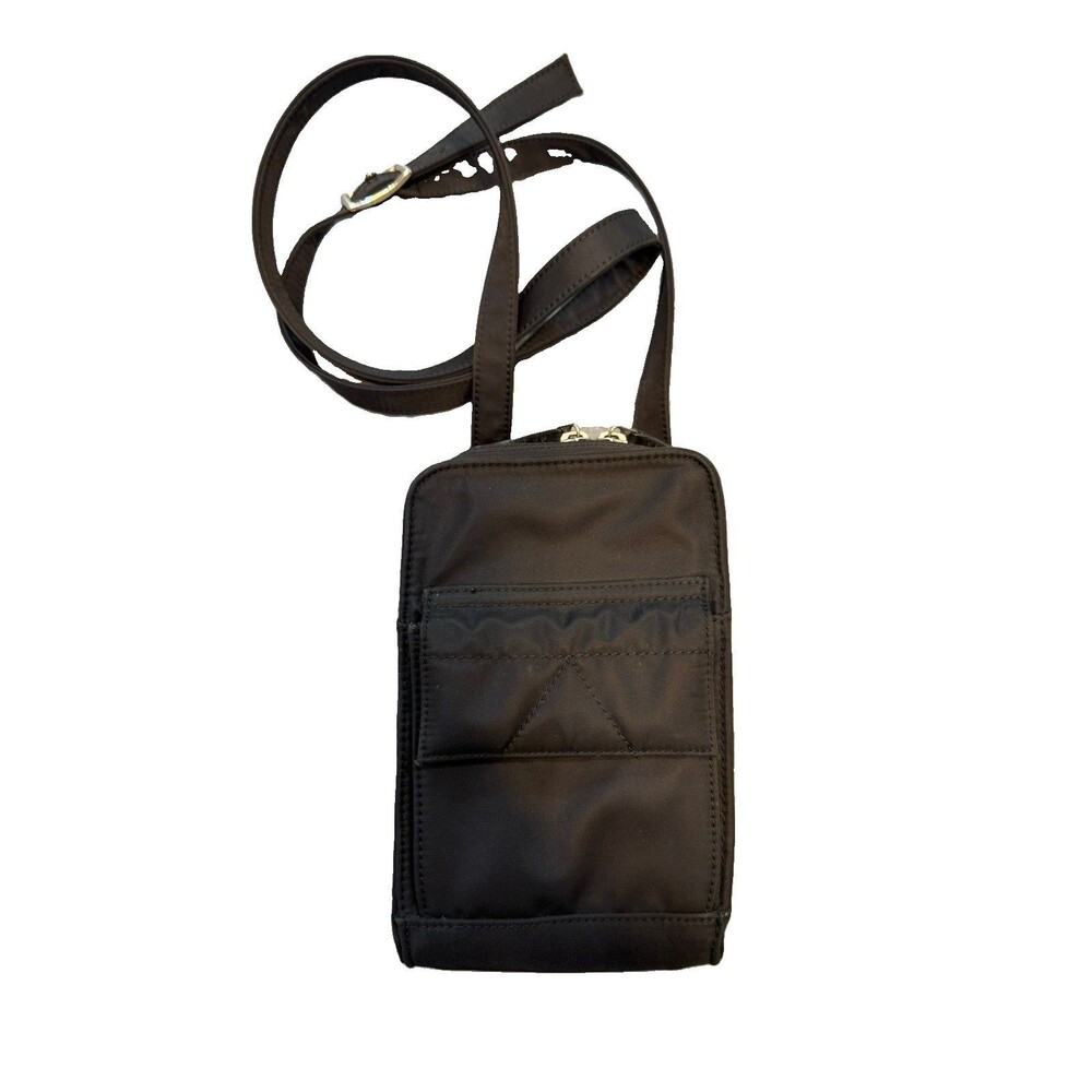 Vtg. Eddie Bauer Black Nylon Crossbody Messenger Travel Bag Y2K Organiser Small